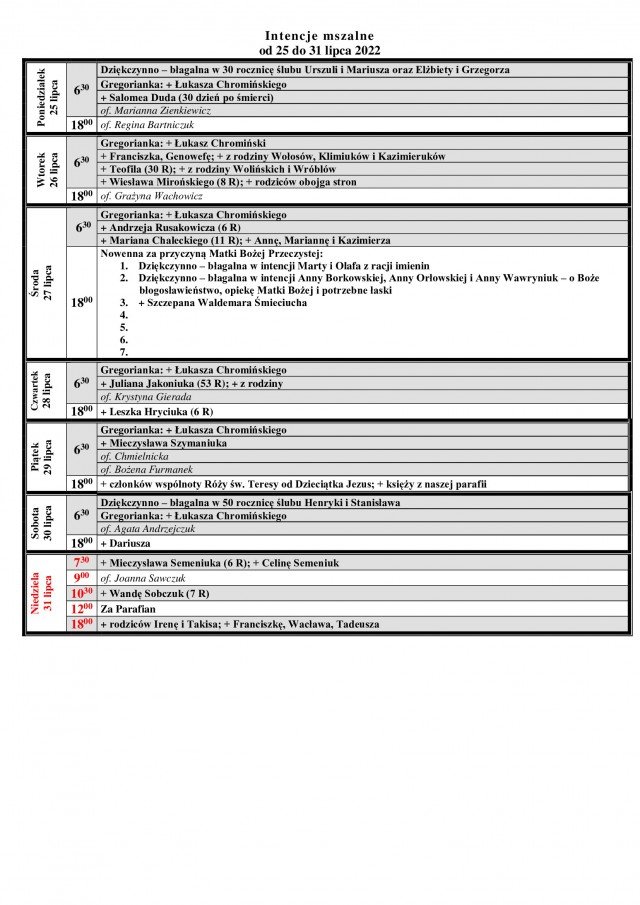 25.07. - 31.07.2022 r.