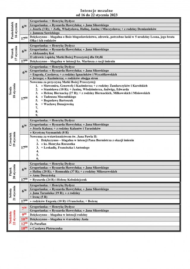 16.01.2023 - 22.01.2022