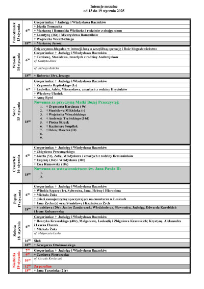 13.01.2025 - 19.01.2025